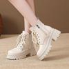 Martin Boots Women's Autumn and Winter New Casual Fashion Locomotive Short Boots Women's Thick-soled Lace-up Leather Boots Women
