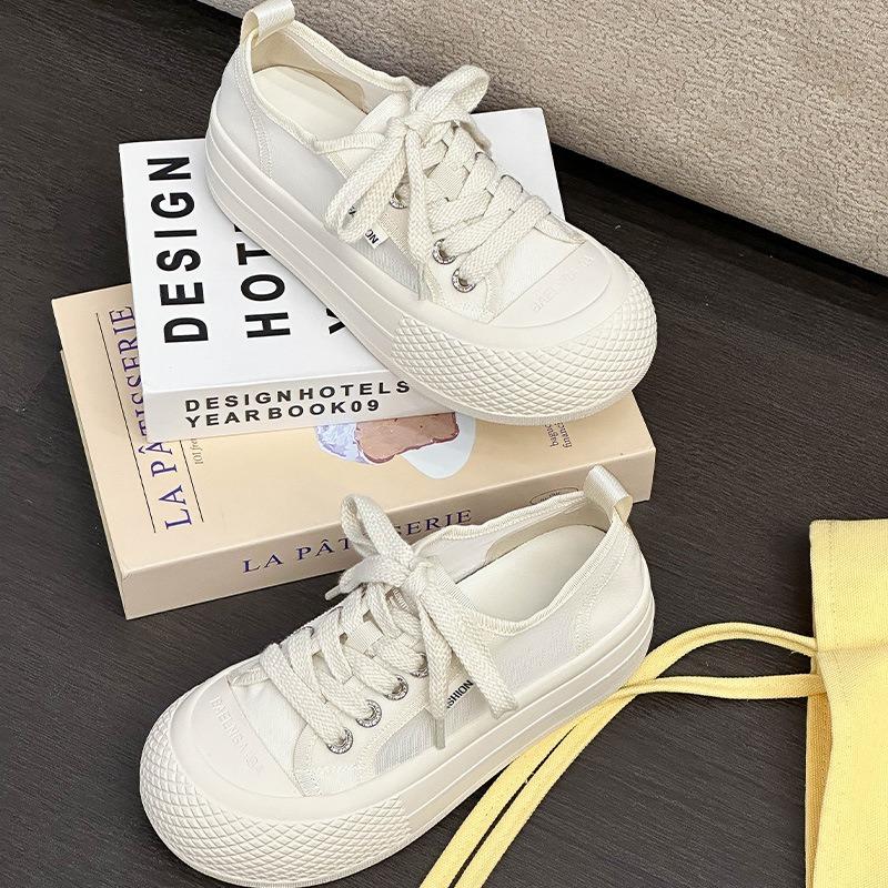 Ice silk mesh canvas shoes women's summer new platform white shoes women's ugly cute big head doll shoes women