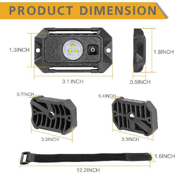 UTV LED Dome Light 12V With Switch, Rfroad Lighting Universal Roll Bar Mount LED White Lights Interior Dome Light For UTV ATV Polaris RZR Can Am Car