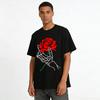 Vintage Rose Print Casual T-Shirt Unisex Loose Breathable Daily Top Pure cotton T-shirt