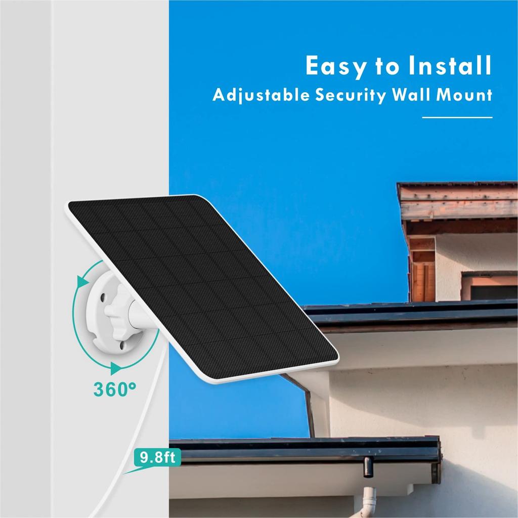 6W Solar Panel for Security Cameras Compatible with USB Rechargeable Powered 10ft Charging IP65 Adjustable Wall - Cameras, Cable, Waterproof, Mount.