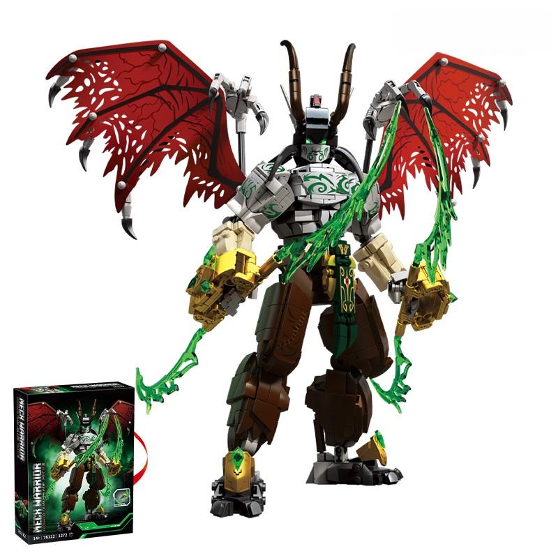 1272+Pcs Mech Warrior Mech Building Blocks Set Dragon Wings Action Figure Model Educational Diy Toys For Kids Boys Birthday Gift