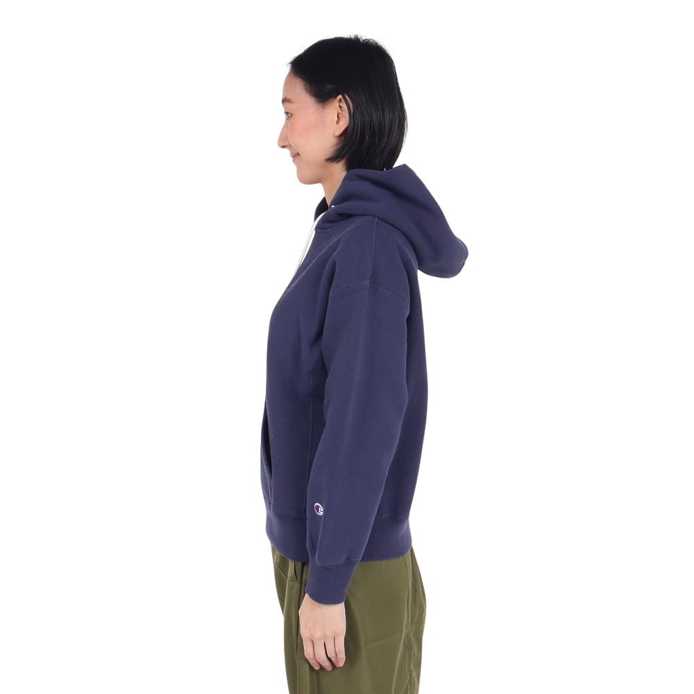 Champion Long Sleeve Cotton USA Reverse Hooded Sweatshirt with a Dark Size L Women's Hoodie, 11.5oz Weave® One-Point Logo, Navy, (CW-Y103)
