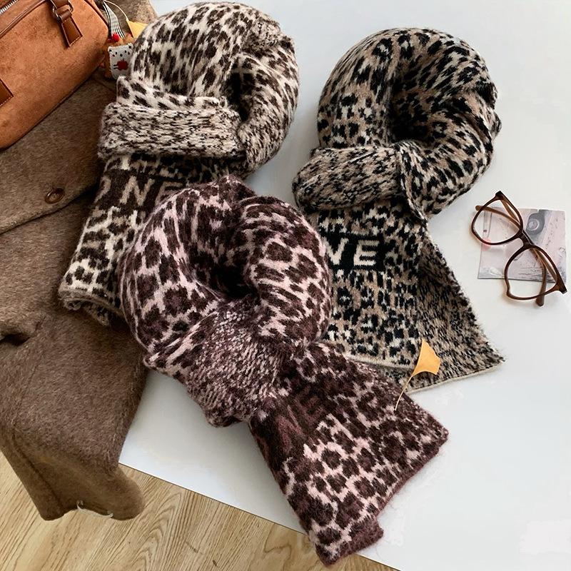 Leopard Print Scarf Women's Winter Autumn and Winter Atmosphere New Couple Scarf Warm and Thickened Korean Versatile