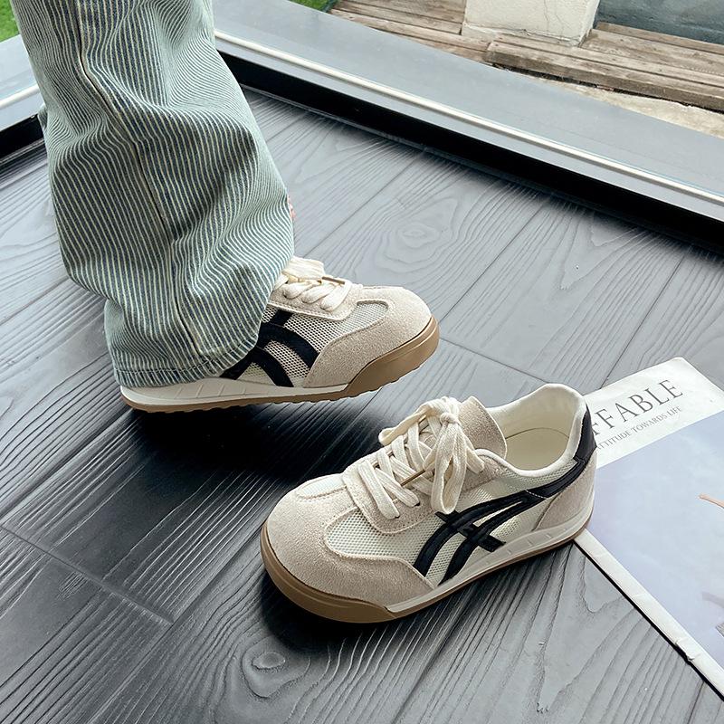 

Women s 2025 Round Toe Thick Sole Breathable Canvas Skate Shoes - Versatile Summer Sport Mesh White Sneakers 37