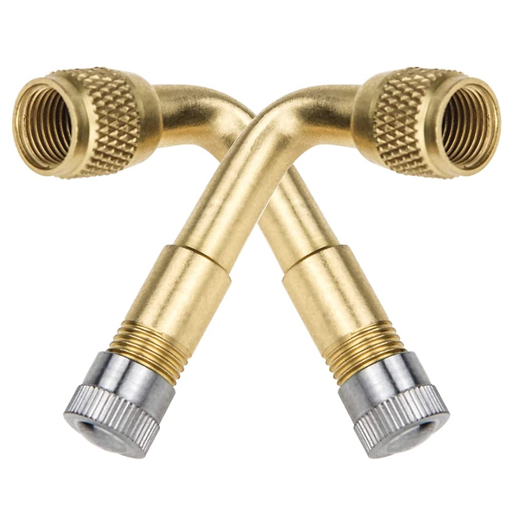 Air Valve Bike Inflator, Tire Valve, L-Shaped Extension Tube, Motorcycle Air Valve (90° Gold) golden 90 degrees