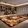 European Luxury Red Flower Fluffy Living Room Rug Easy Clean Soft Retro Tasting Area Carpet Large Area Non-slip Sofa Floor Mats