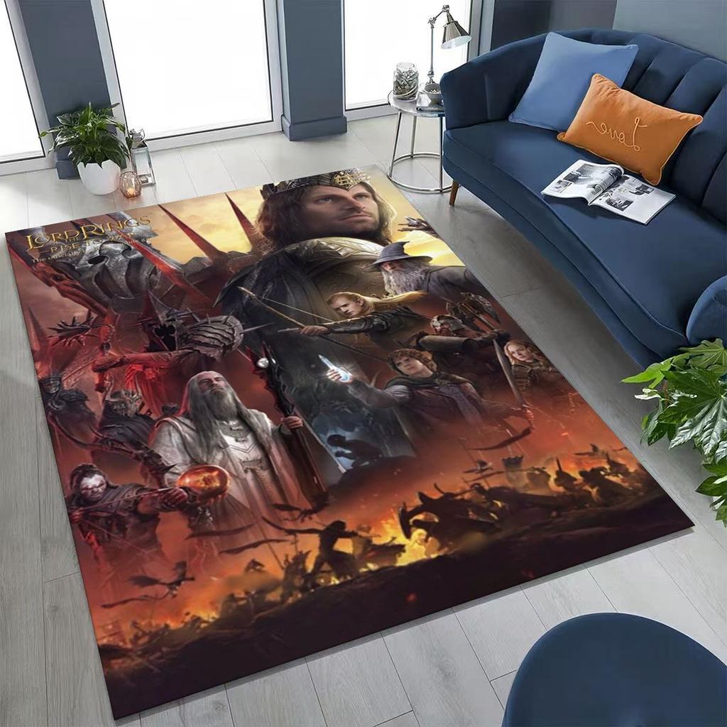 3D L-Lord of The Rings H-Hobbit Movie Board Rug for Bedroom Living Room Sofa Home Doormat Decor, Large Kids Non-slip Floor Mat