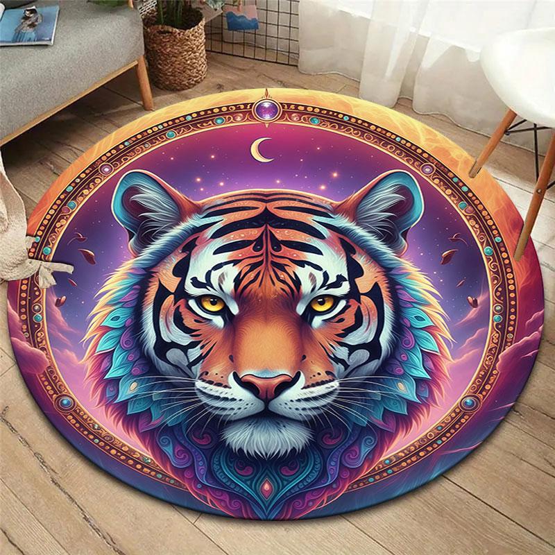 

Full Moon Animal AvatarsRound Area Rug,Carpet Rug for Living Room Bedroom Sofa Playroom Decor,Non-slip Floor Mat 80cmx80cm