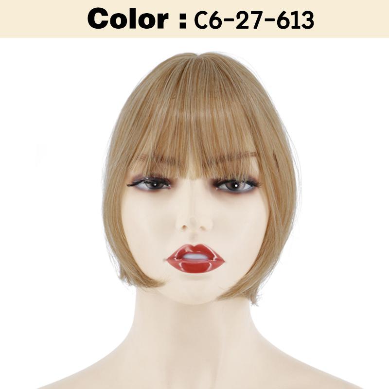 Synthetic Short Straight Bob Wig With Air Bangs And Mid cut bangs Clip In Wig Suitable For Women Daily Wear