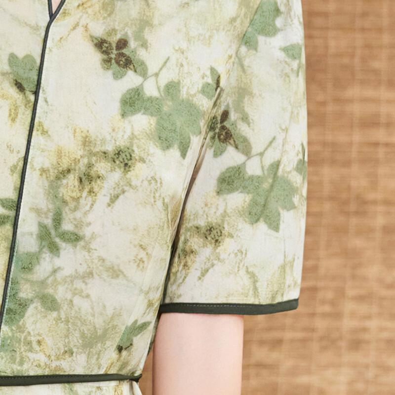 Paster Summer Floral Print A-line Chiffon Mother's Dress