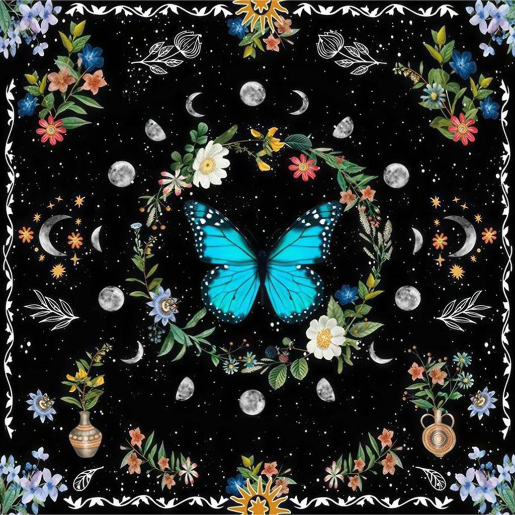 Divinations Tablecloth Butterfly Flower Astrologys Tarot Cards Tablecloth Altars Cloth Divinations Board Game Accessory