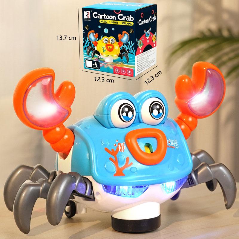 Elektrisches Omnidirektionales Cartoon Krabbenspielzeug für Babys mit LED-Lichtern Musik Bionische Bewegungen Pädagogisches Spaßgeschenk