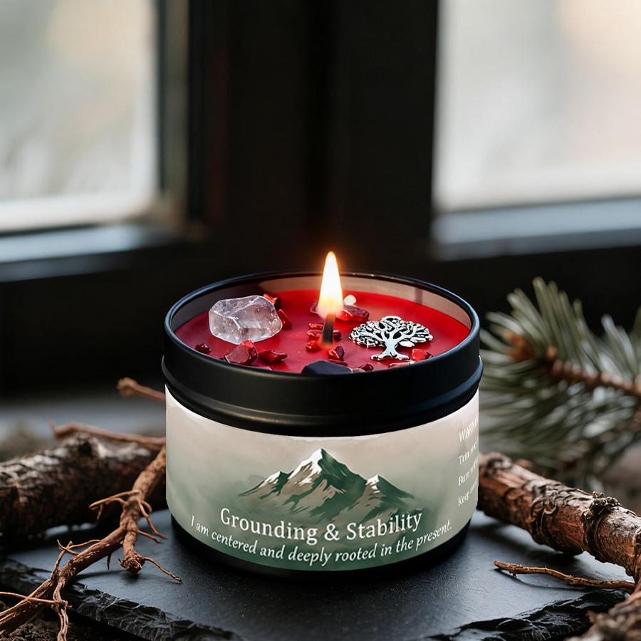 Scented Candles-3oz,Lavender&Chamomile Aroma with Healing Crystals, Great for Holiday Gifting Christmas/Halloween & Home Decor