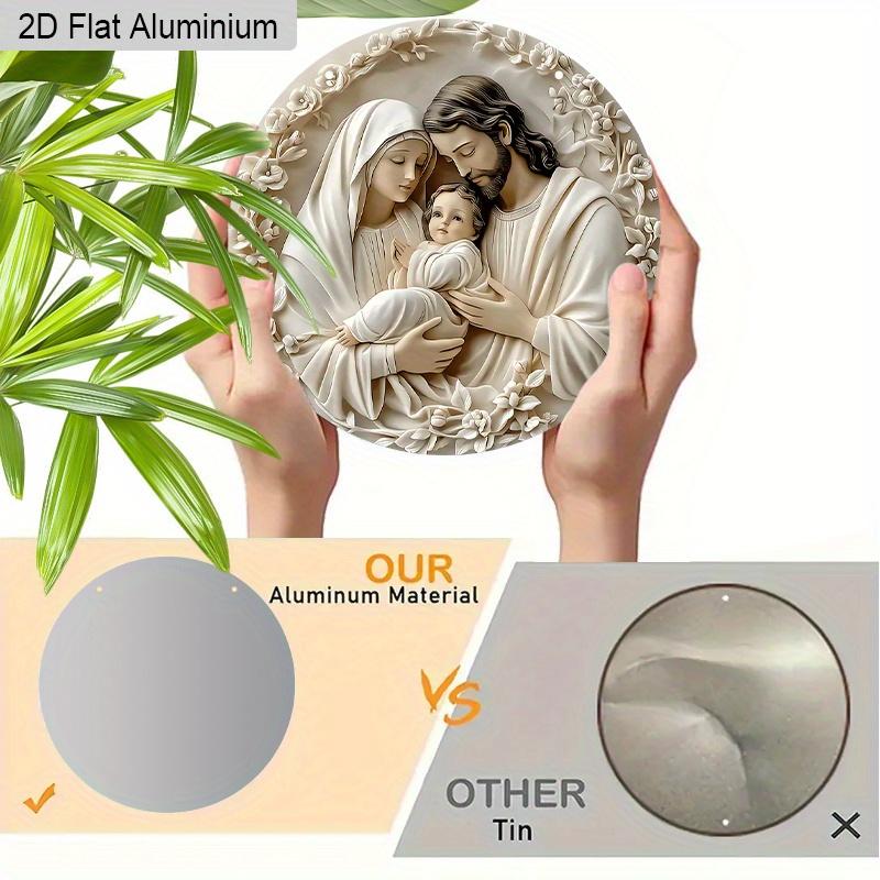 2D Flat Aluminium Nativity Christmas Sign - Holy Night Figurine Ornaments - Aluminium Manger Sign - Ideal for Front Door, Wall, Porch, Window Decor