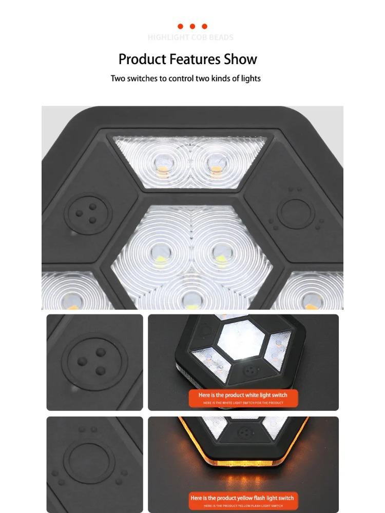 Car Rechargeable Warning Light COB Ceiling Roadblock Flashing Lamp Rescue Strobe Magnetic Outdoor Camping Emergency Work Lights