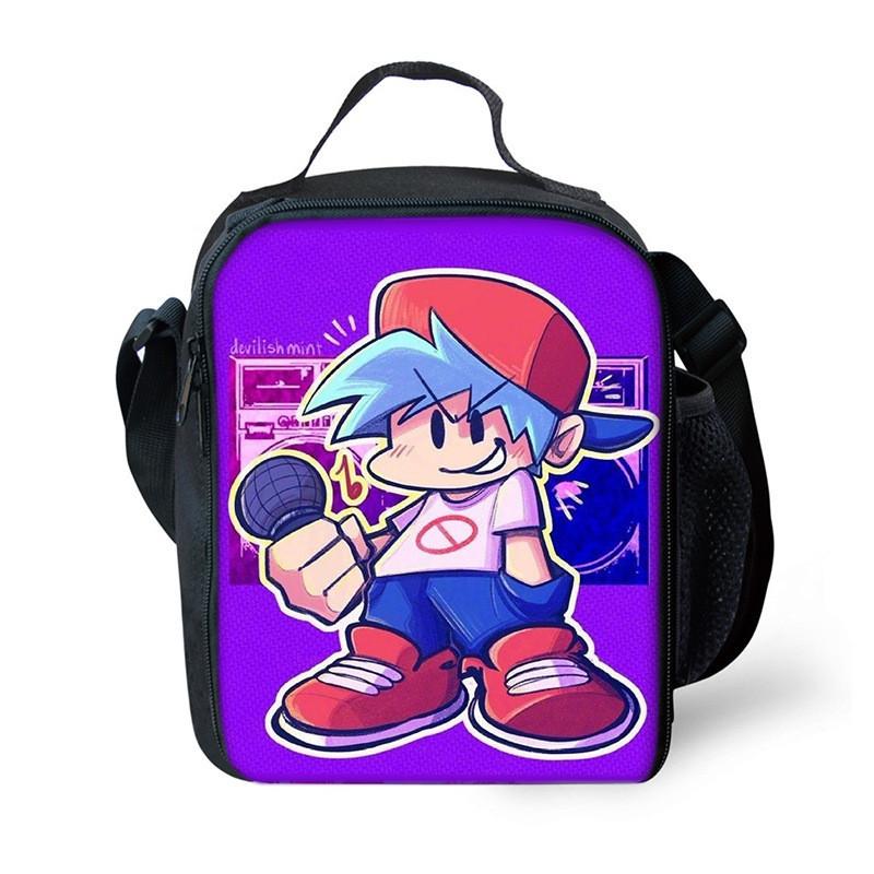 Funkin Night Friday Fnf Lunch Bags Thermal School Handbag For Kids Single Strap