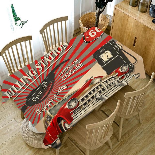 Vintage Car Printed Tablecloth Home Table Decoration Anti -Fouling Accessories Rectangular Restaurant Coffee Table Tablecloth