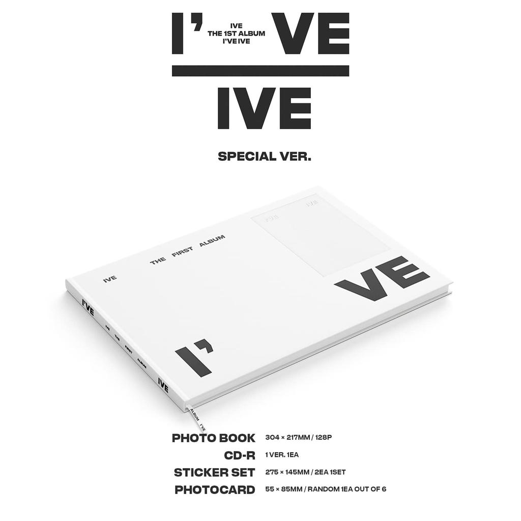 IVE 1st Official Album Photobook Sticker Set Photo Card 2 Pin Button Badges 4 Photo Cards - [I've IVE] (Special Ver.) + CD-R + + + +