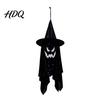 Lighted Ghost Wizard Pendant for Yard Halloween Hanging Decor with Hat LED Light Up Outdoor Decorations Windsock Porch Yard Spooky Fabric