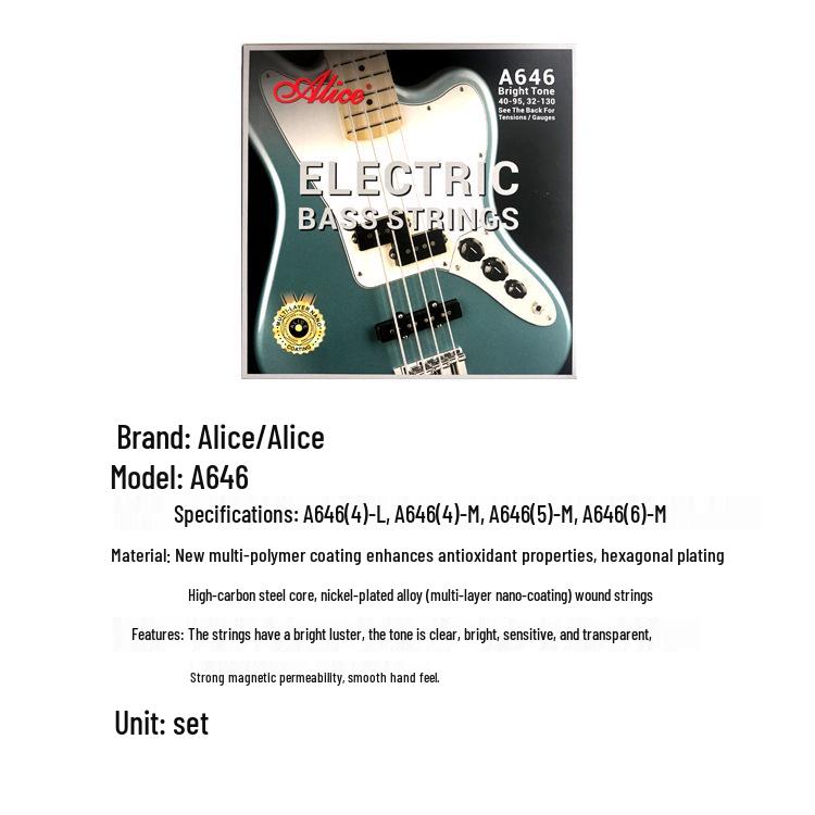 Alice A607/A608M/A646 Electric Bass Strings for 4-String Bass