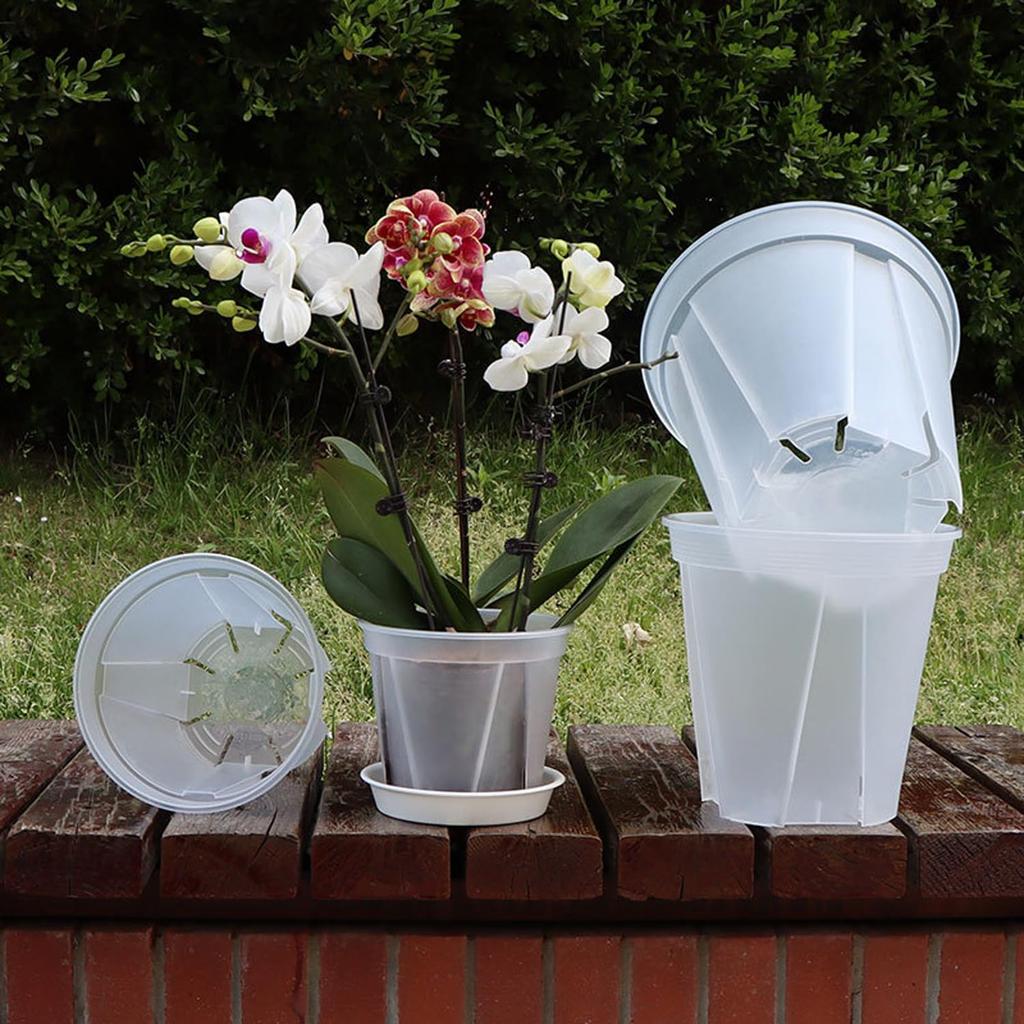 Květináč 6 Plastový Průhledný Květináč s Podmiskou pro Domov 4 NYANDELMO Ne. Pokojové rostliny, Zahrada, Květináč, Kusy, ND-0013-R04-06