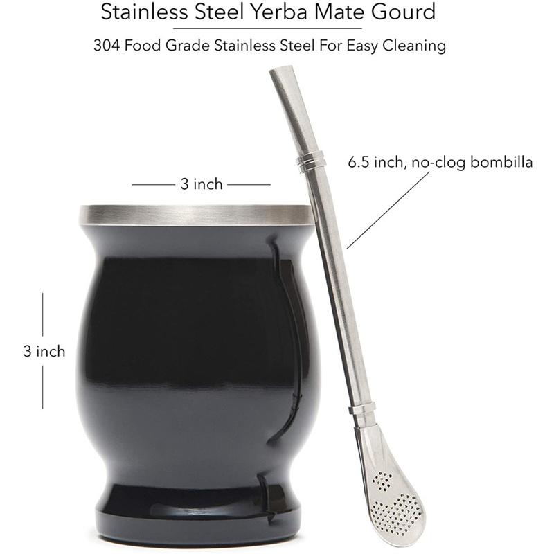 Yerba Mate Gourd Set Double-Wall Stainless Steel Mate Tea Cup And Bombilla Set