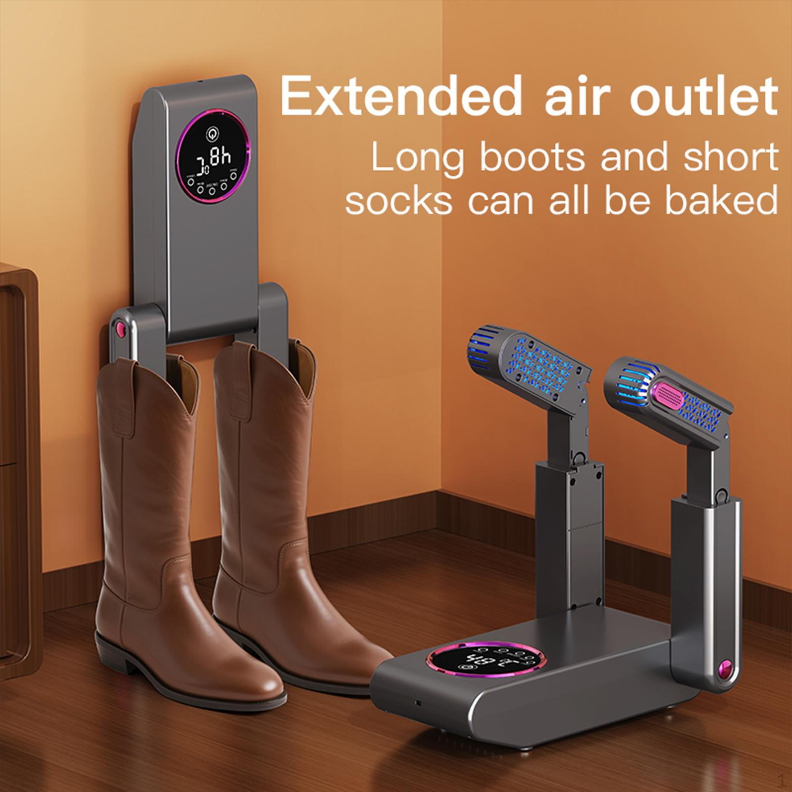 

Сушилка для обуви Черная Многофункциональная Четыре настройки таймера Складная машина для подогрева сапог для шляп носков