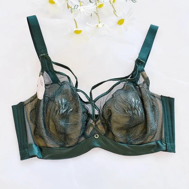 

Сексуальный бюстгальтер, женское нижнее белье, женское нижнее белье с боковой грудью, антипровисающее мягкое стальное кольцо, тонкий бюстгальтер, нижнее белье для женщин, регулируемая боковая часть 38/85C зелёный