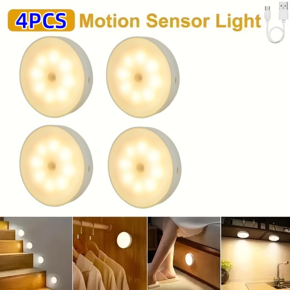 2/4pcs of Magnetic Motion-Sensing Night Lights, USB Charging, Office Lights, Closet Lights, Cabinet Lights, Wine Cabinet Light