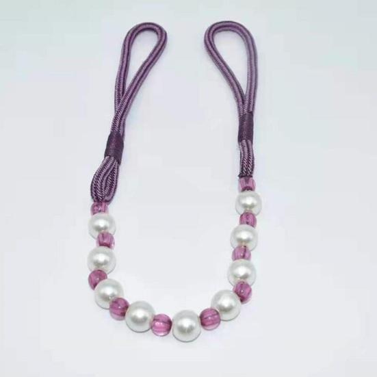 2Pcs Curtain Tiebacks with Pearls, Handmade Decorative Curtain Holdbacks Rope, Outdoor Farmhouse Tie Backs for Curtains, Curtain Holders for Drapes
