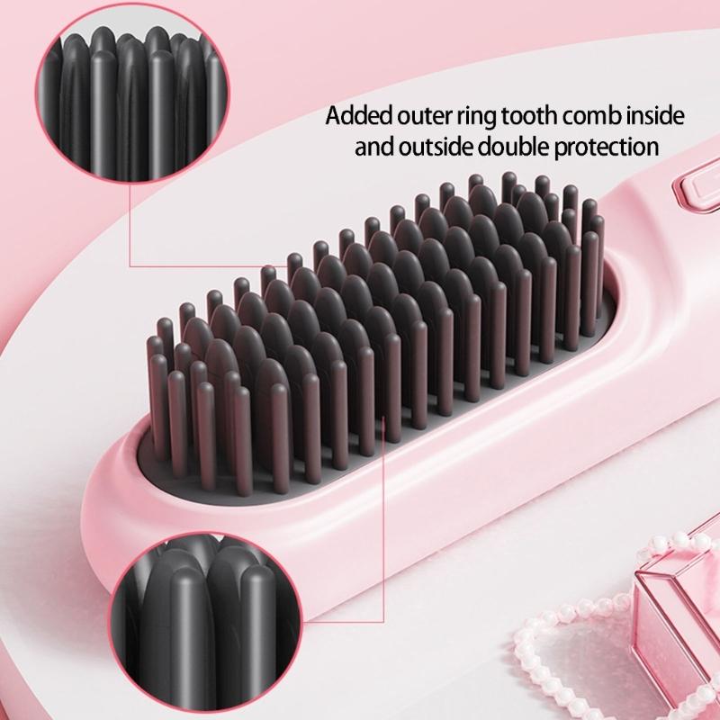 Small Travel Friendly Straightening Brush With MCH Ceramic Heating Technology And USB C Charging