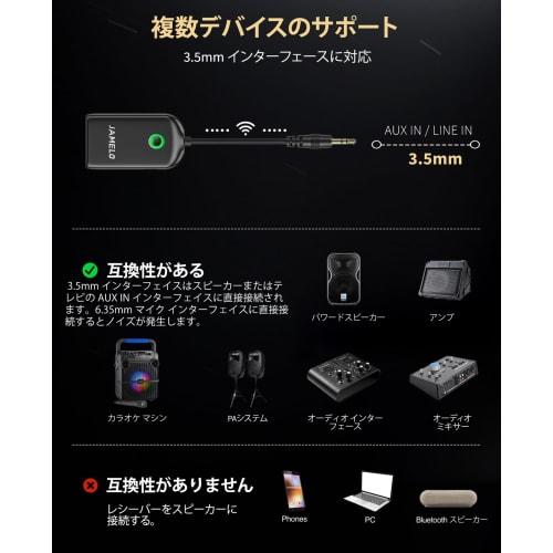 JAMELO Wireless Microphone, Rechargeable Dynamic Microphone, 2.4GHz, 6 Reverb Modes, 3.5mm Receiver, High-Quality Sound, 1/8" Output, for Amplifiers,