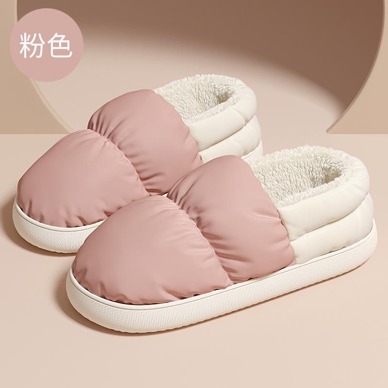 Bag heel cotton slippers winter waterproof velvet indoor household winter plush cotton shoes winter