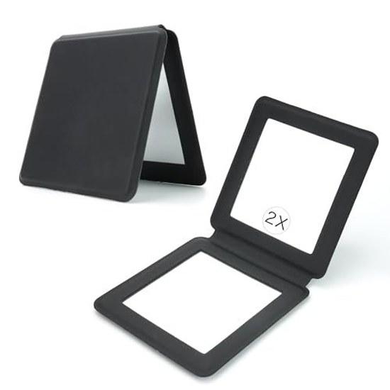 

TOMO Compact Mirror 2x Magnification Folding Makeup Hand Portable Unisex Cosmetic Double-Sided Magnetic PouchPocket Storage Lightweight Slim Mobile