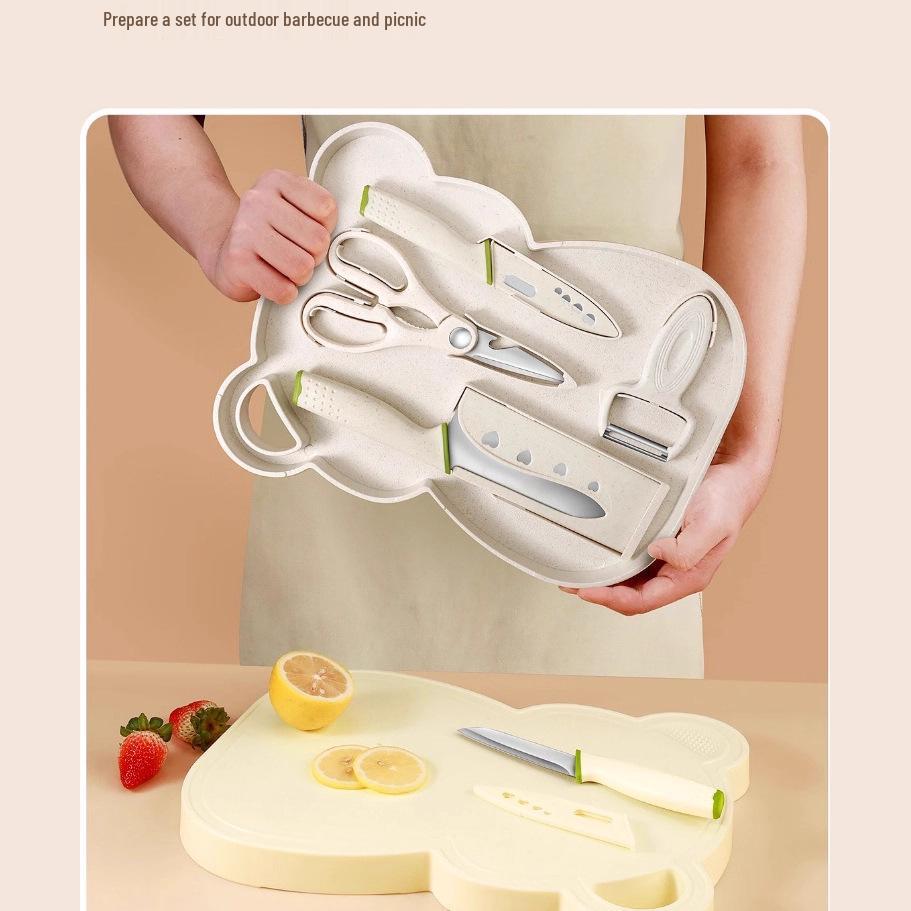 Baby Food Prep Set: Chef's Knife, Cutting Board, Multi-Functional Tools, 5-Piece Combo