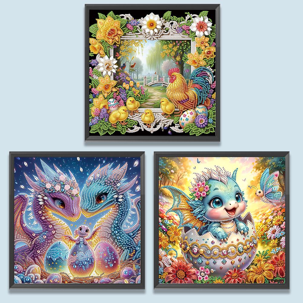 Kreatywny Zestaw do Malowania Diamentami Zestaw do Dekoracji Rękodzieła Wielkanocnego 5D DIY Częściowy Specjalny Kształt Wiertła Ozdoby Ścienne do Domu 30*30cm