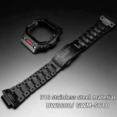 Nerezová oceľ 316L Pre Casio DW5600 5610 modifikované a vylepšené puzdro a remienok z nehrdzavejúcej ocele v mecha štýle