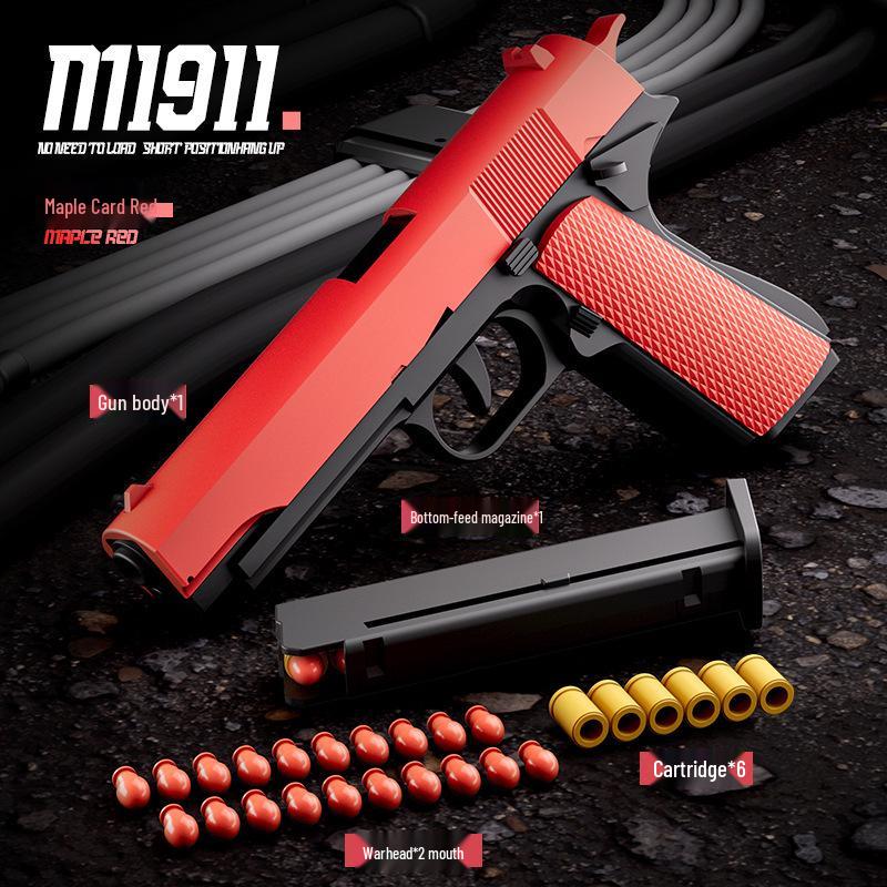 Mingjiangtang 1911 Soft Bullet Toy Gun for Kids - Continuous Fire Revolver Gun with Ejection Feature, Ideal for Boys.