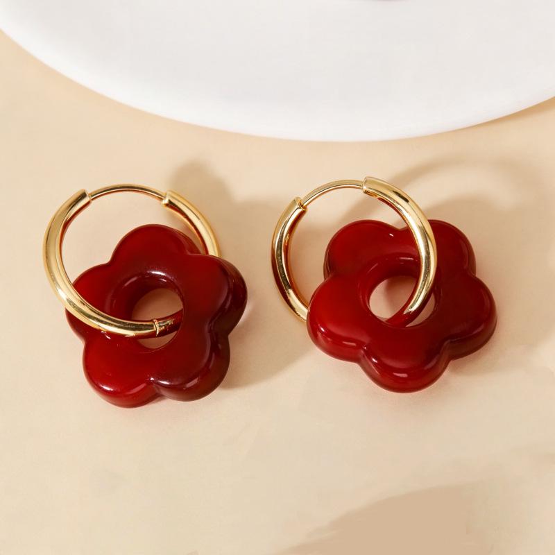 2025 Dopamine-Inspired Enamel Flower Hoop Ear Cuffs - Light Luxury Earrings