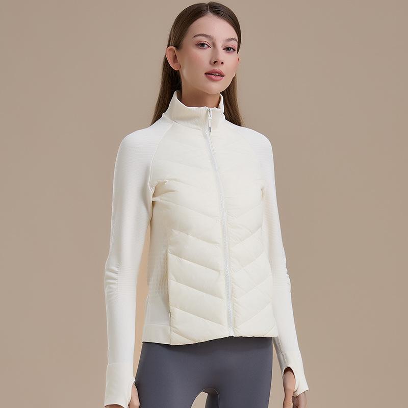 Sports down jacket women's short high-end three-dimensional light and thin goose down jacket white goose down sports cotton jacket