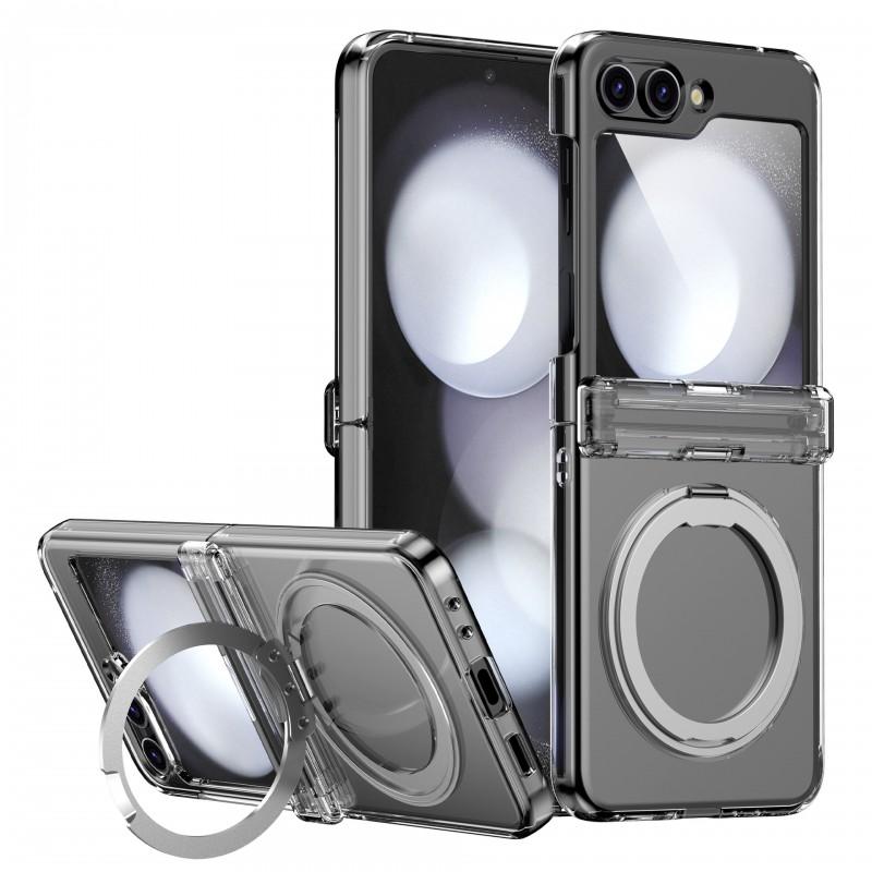 Full Coverage Magnetic Snap Case With 360 Rotating Stand Galaxy Z Flip 6 5 4 3 TPUPC Hybrid Shockproof Anti-Scratch