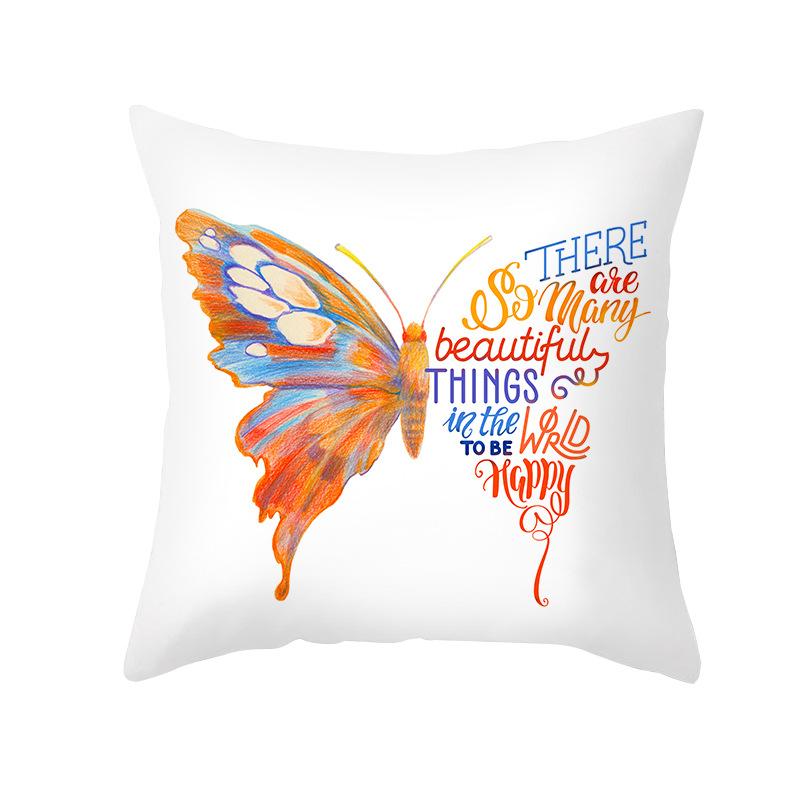 Colorful Butterfly Series Sofa Pillow Cover Nordic Peach Skin Print Office Cushion Pillow Cover Home