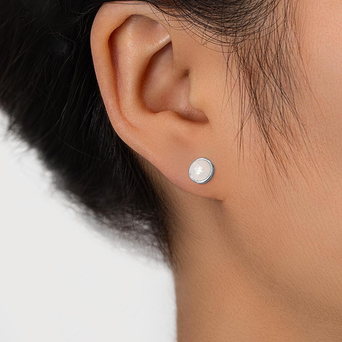 

1 pair of fashionable and simple cat eye stone round buckle earrings copper women s earrings do not fade
