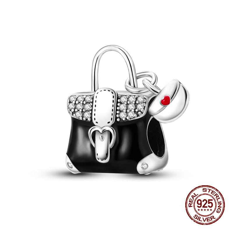 100% Copper Colorful Suitcase Bag Travel Handbag Charms Beads Fit Original Bracelets Fine Diy Anniversary Jewelry