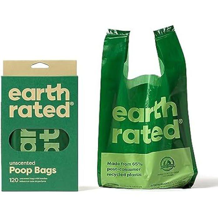 Sacs À Déjection Canine - Earth Rated - Extra-large - Étanches - Poignées Faciles À Nouer - Écologiques
