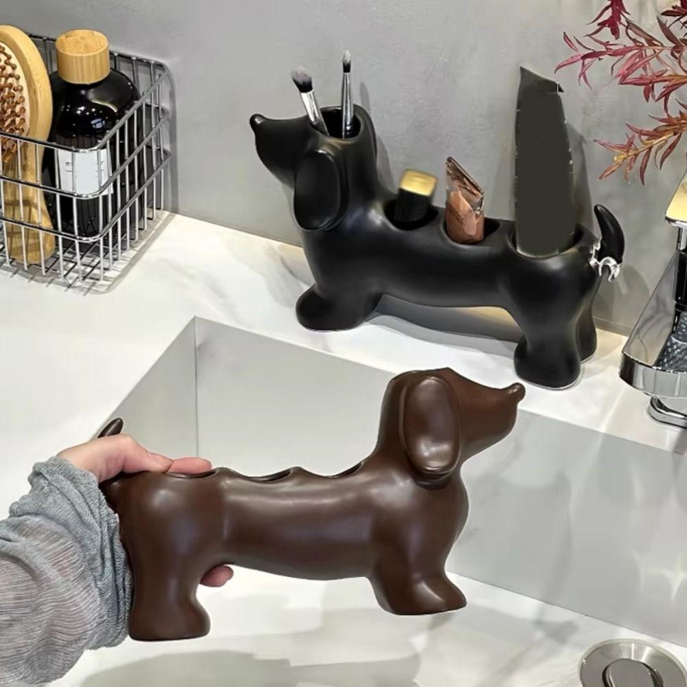 Space Saving Dachshund Toothbrush Holder Ceramic Electric Toothbrush Holder  Sink