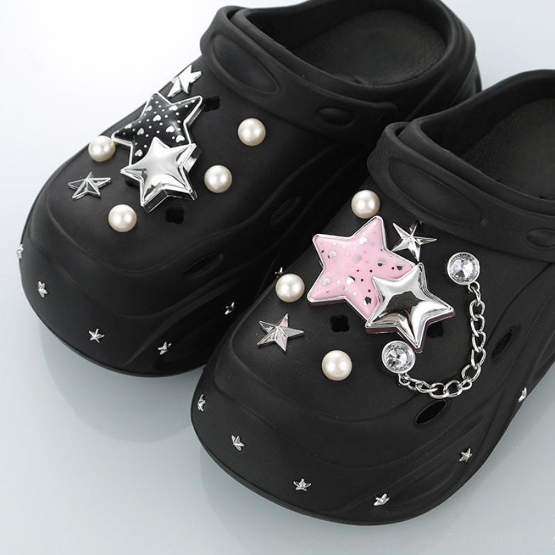 Detachable Star Pearl Sandal Chain Accessories DIY Metal Shoe Parts Fashion Elegant Look for Summer Shoes Custom Decor