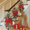 Christmas Artificial Garland Stair Wreath Christmas Wreath Decoration Light Up Cordless for Front Door Wall Window Stair