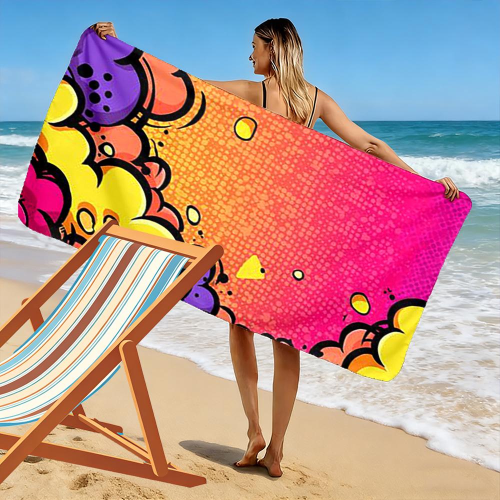 Colorful Pop Art Clouds Design Beach Towel quick-drying for travel outdoor sports jogging beach and swimming